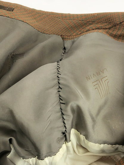 【現状渡し品】【メンズ】 LANVIN ランバン PARIS CHECK TAILORED JACKET パリ チェック テーラードジャケット ライトアウター 141-231124-kk-02-tag サイズ：S カラー：ブラウン 万代Net店