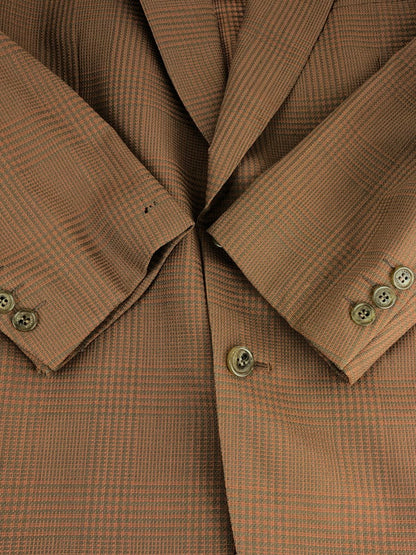 【現状渡し品】【メンズ】 LANVIN ランバン PARIS CHECK TAILORED JACKET パリ チェック テーラードジャケット ライトアウター 141-231124-kk-02-tag サイズ：S カラー：ブラウン 万代Net店