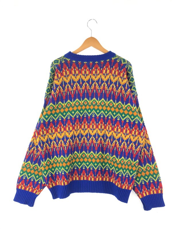 【中古品】【メンズ】 WOOL KNIT SWEATER ウールニットセーター トップス 香港製 146-240219-kk-30-tag サイズ：L カラー：マルチカラー 万代Net店