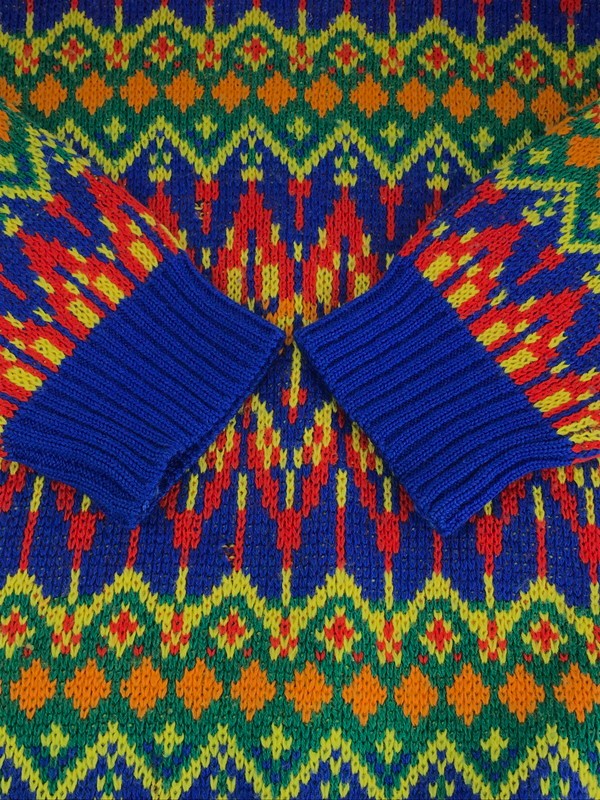 【中古品】【メンズ】 WOOL KNIT SWEATER ウールニットセーター トップス 香港製 146-240219-kk-30-tag サイズ：L カラー：マルチカラー 万代Net店