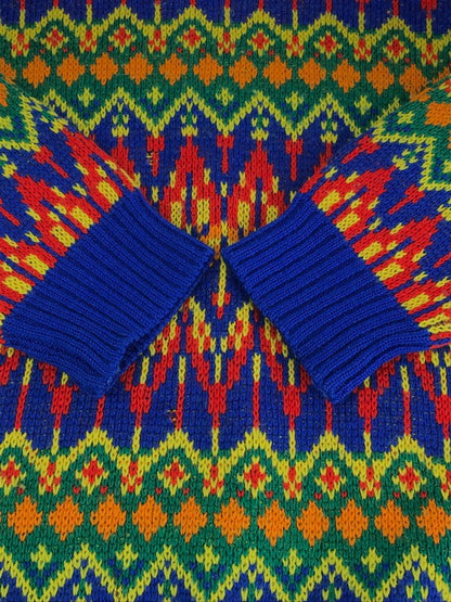 【中古品】【メンズ】 WOOL KNIT SWEATER ウールニットセーター トップス 香港製 146-240219-kk-30-tag サイズ：L カラー：マルチカラー 万代Net店