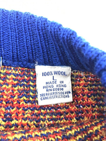 【中古品】【メンズ】 WOOL KNIT SWEATER ウールニットセーター トップス 香港製 146-240219-kk-30-tag サイズ：L カラー：マルチカラー 万代Net店