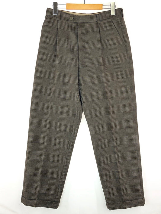 【中古品】【メンズ】 YVES SAINT LAURENT イヴ・サンローラン  CHECKED PANTS チェックパンツ ボトムス スラックス 152-241004-yk-01-tag サイズ：79 カラー：BROWN 万代Net店