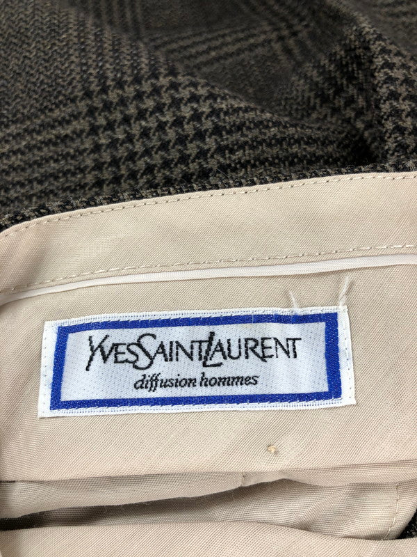 【中古品】【メンズ】 YVES SAINT LAURENT イヴ・サンローラン  CHECKED PANTS チェックパンツ ボトムス スラックス 152-241004-yk-01-tag サイズ：79 カラー：BROWN 万代Net店