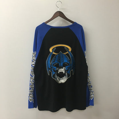 【中古品】【メンズ】 MAYO メイヨー 23SS FORGET ME NOT SKULL EMBROIDERY L/S TEE 23MY-LT12 フォーゲット ミー ノット スカル エンブロイダリー ロングスリーブ Tシャツ 長袖 トップス 刺繍 142-250718-KS-13-tei サイズ：L カラー：BLACK×BLUE 万代Net店