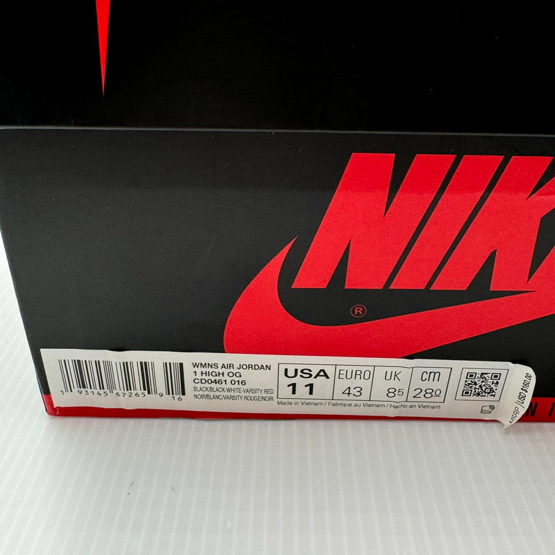 【中古美品】【メンズ】 NIKE ナイキ WMNS AIR JORDAN 1 RETRO HIGH SATIN BLACK TOE CD0461-016 ウィメンズ エアジョーダン 1 レトロ ハイ サテン ブラックトゥ スニーカー 靴 160-240807-hi-5-tag サイズ：28cm US 11 カラー：BLACK/BLACK-WHITE-VARSITY RED 万代Net店