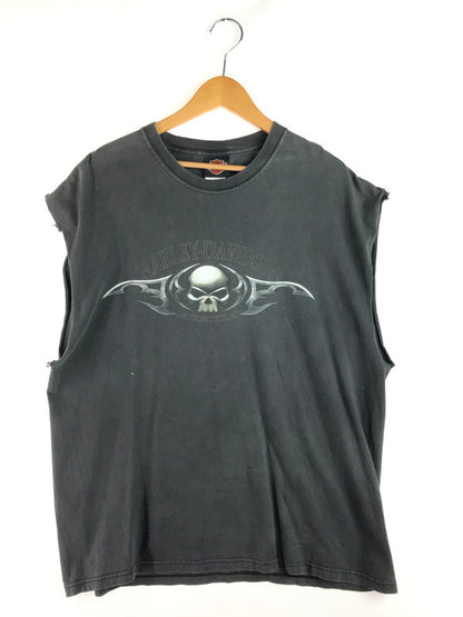 【中古品】【メンズ】 HARLEY DAVIDSON ハーレーダビッドソン 00's SKULL NOSLEEVE CUSTOM 2000年代 スカル ノースリーブ カスタム ランニングシャツ トップス ヴィンテージ 146-250814-rt-04-tag サイズ：XL カラー：チャコールグレー 万代Net店