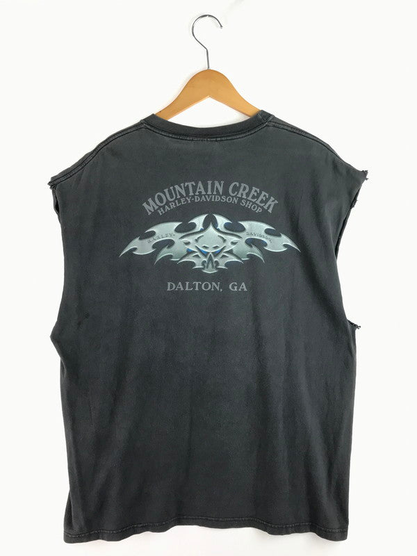 【中古品】【メンズ】 HARLEY DAVIDSON ハーレーダビッドソン 00's SKULL NOSLEEVE CUSTOM 2000年代 スカル ノースリーブ カスタム ランニングシャツ トップス ヴィンテージ 146-250814-rt-04-tag サイズ：XL カラー：チャコールグレー 万代Net店