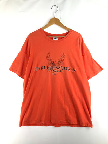 【中古品】【メンズ】 HARLEY DAVIDSON ハーレーダビッドソン LOGO PRINT S/S TEE ロゴプリント ショートスリーブ Tシャツ 半袖Tシャツ トップス 145-250814-rt-05-tag サイズ：XL カラー：オレンジ 万代Net店