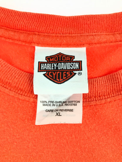 【中古品】【メンズ】 HARLEY DAVIDSON ハーレーダビッドソン LOGO PRINT S/S TEE ロゴプリント ショートスリーブ Tシャツ 半袖Tシャツ トップス 145-250814-rt-05-tag サイズ：XL カラー：オレンジ 万代Net店