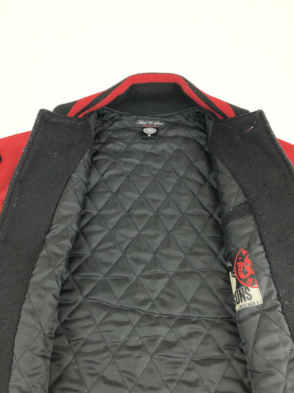 【中古品】【メンズ】 ANDSUNS WOOL VARSITY JACKET アンドサンズ ウール バーシティージャケット スタジャン アウター 142-240122-kk-04-tag サイズ：M カラー：ブラック/レッド 万代Net店