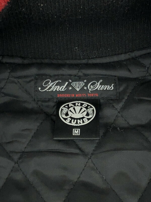 【中古品】【メンズ】 ANDSUNS WOOL VARSITY JACKET アンドサンズ ウール バーシティージャケット スタジャン アウター 142-240122-kk-04-tag サイズ：M カラー：ブラック/レッド 万代Net店