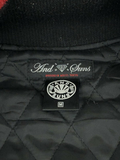 【中古品】【メンズ】 ANDSUNS WOOL VARSITY JACKET アンドサンズ ウール バーシティージャケット スタジャン アウター 142-240122-kk-04-tag サイズ：M カラー：ブラック/レッド 万代Net店
