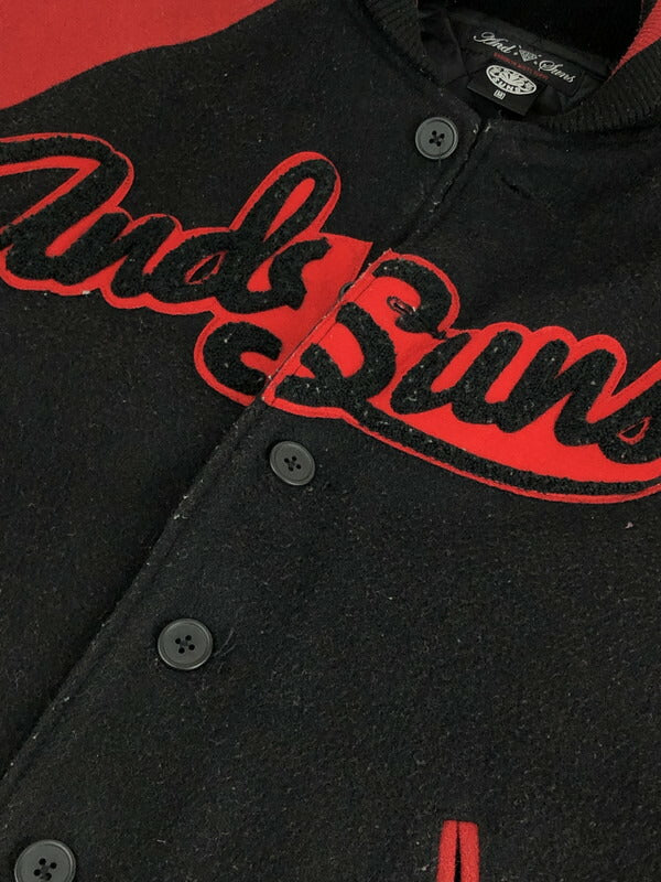 【中古品】【メンズ】 ANDSUNS WOOL VARSITY JACKET アンドサンズ ウール バーシティージャケット スタジャン アウター 142-240122-kk-04-tag サイズ：M カラー：ブラック/レッド 万代Net店
