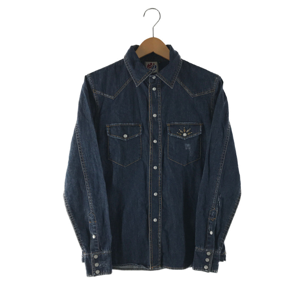 【現状渡し品】【メンズ】 24KARATSトゥエンティーフォーカラッツ SURF L/S DENIM WESTERN SHIRT 321063 サーフ デニムウエスタンシャツ 長袖シャツ 142-230203-mo-03-tag サイズ：S カラー：インディゴ 万代Net店