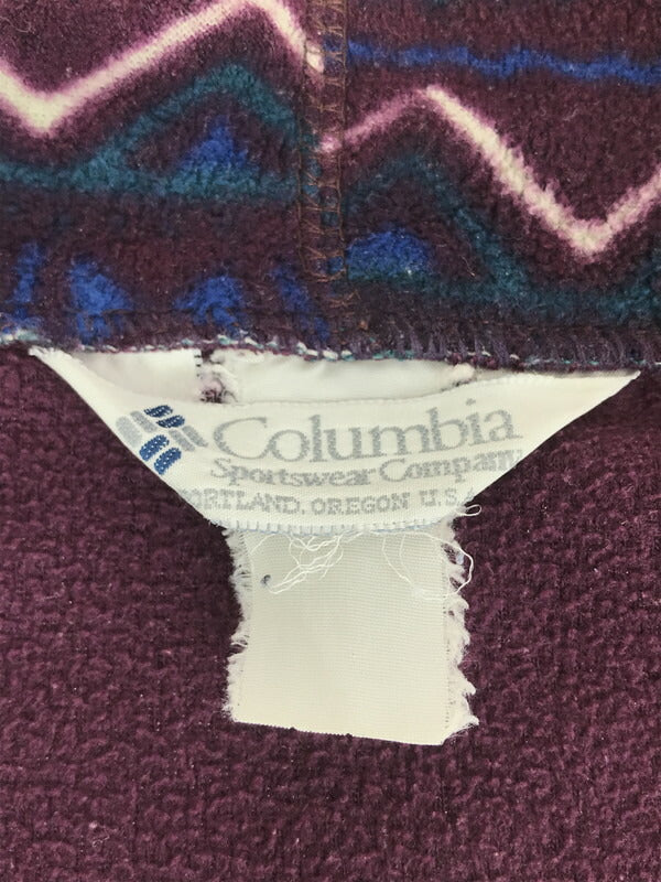 【現状渡し品】【メンズ】 Columbia コロンビア 90'S ZIPUP FLEECE JACKET 90年代 ジップアップ フリースジャケット ライトアウター 144-230728-kk-59-tag サイズ：表記消え 下記参照 カラー：パープル 万代Net店