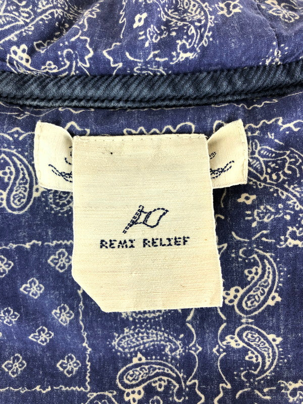 【中古品】【レディース】 REMI RELIEF レミレリーフ DENIM DOWN VEST フード付き デニムダウンベスト ライトアウター 170-240827-na-8-tag サイズ：F カラー：インディゴ 万代Net店