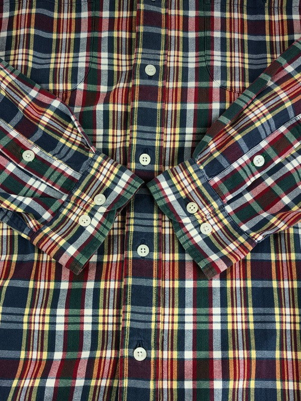 【現状渡し品】【メンズ】 90’s BAND COLLAR L/S CHECK SHIRT 90年代 バンドカラー チェックシャツ 146-240301-kk-44-tag サイズ：L カラー：マルチカラー 万代Net店