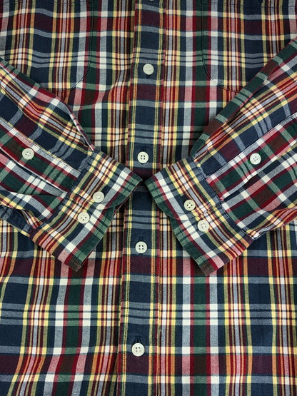 【現状渡し品】【メンズ】 90’s BAND COLLAR L/S CHECK SHIRT 90年代 バンドカラー チェックシャツ 146-240301-kk-44-tag サイズ：L カラー：マルチカラー 万代Net店