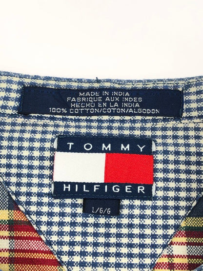 【現状渡し品】【メンズ】 90’s BAND COLLAR L/S CHECK SHIRT 90年代 バンドカラー チェックシャツ 146-240301-kk-44-tag サイズ：L カラー：マルチカラー 万代Net店