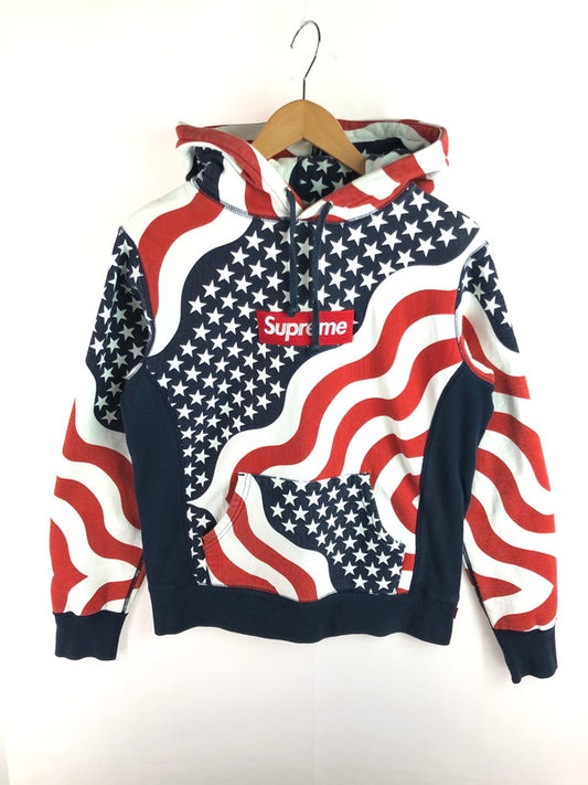 【現状渡し品】【メンズ】 Supreme シュプリーム 14FW BOX LOGO HOODED SWEATSHIRT AMERICAN FLAG ボックス ロゴ フーデッド スウェットシャツ 149-251123-rt-18-tag サイズ：S カラー：マルチカラー 万代Net店