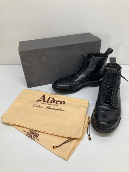 【中古品】【メンズ】 ALDEN オールデン × TOMORROWLAND トゥモローランド 別注 コラボ CAP TOE LACE UP BOOTS 86006H キャップトゥ レースアップブーツ 革靴 164-260718-kk-14-hon サイズ：7.5 カラー：BLACK 万代Net店
