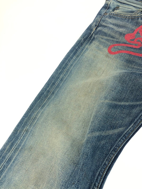 【中古品】【メンズ】 Billionaire Boys Club ビリオネアボーイズクラブ × ICECREAM アイスクリーム コラボ RUNNING DOG DENIM ランニングドッグデニム ジーンズ ボトムス 151-250723-yy-05-tag サイズ：W31 カラー：ブルー/レッド 万代Net店