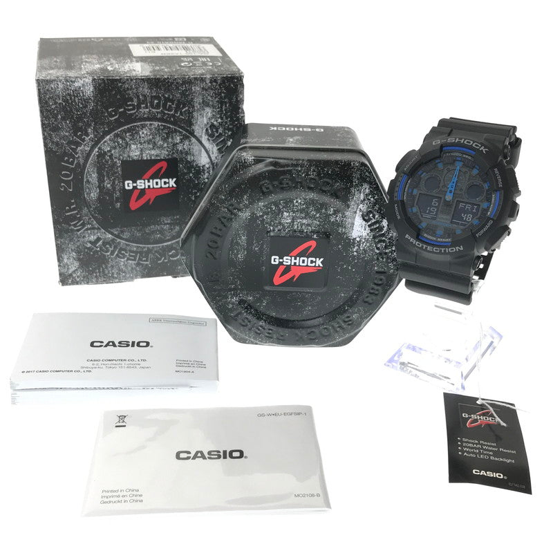 【中古美品】【メンズ】 G-SHOCK ジーショック GA-100-1A2 アナログ デジタル 腕時計 アクセサリー 196-260620-rt-05-tagh カラー：ブラック/ブルー 万代Net店
