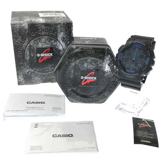 【中古美品】【メンズ】 G-SHOCK ジーショック GA-100-1A2 アナログ デジタル 腕時計 アクセサリー 196-260620-rt-05-tagh カラー：ブラック/ブルー 万代Net店