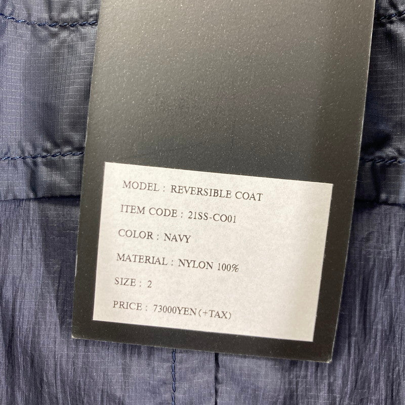 【中古美品】【メンズ】 未使用品 BY H 21SS-CO01 REVERSIBLE COAT リバーシブル コート ナイロン コート アウター 古着 140-250522-mh-01-fuz サイズ：2 カラー：ネイビー 万代Net店
