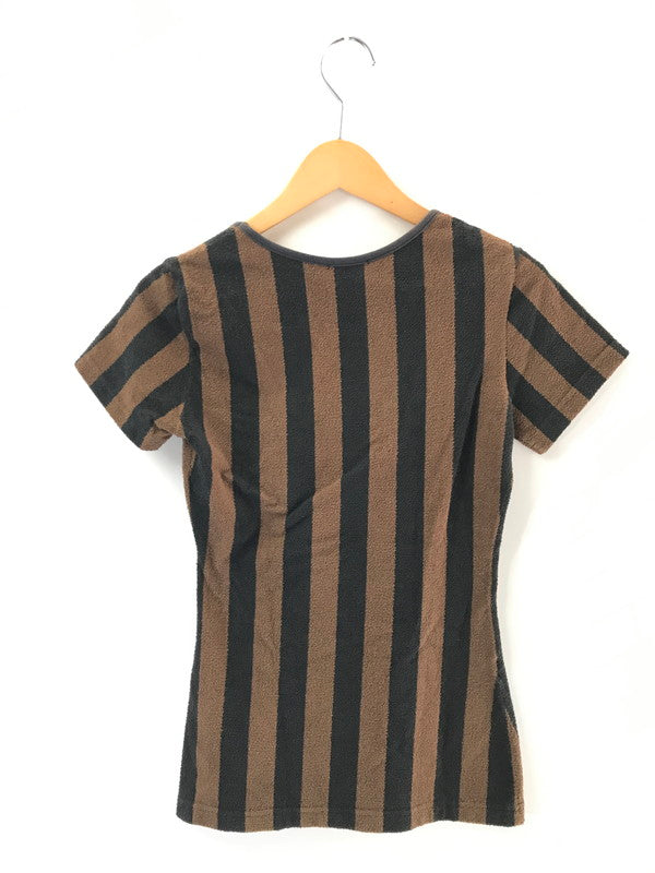 【中古品】【レディース】 FENDI フェンディPEQUAN TEE D-OS-9300 ペカン ストライプ パイル Tシャツ 半袖Tシャツ 170-260630-na-06-tagh サイズ：L 44 カラー：ブラック/ブラウン 万代Net店