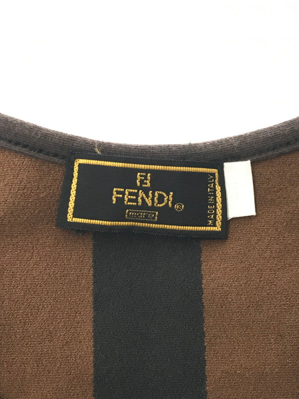 【中古品】【レディース】 FENDI フェンディPEQUAN TEE D-OS-9300 ペカン ストライプ パイル Tシャツ 半袖Tシャツ 170-260630-na-06-tagh サイズ：L 44 カラー：ブラック/ブラウン 万代Net店
