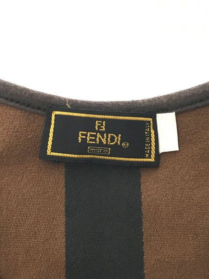 【中古品】【レディース】 FENDI フェンディPEQUAN TEE D-OS-9300 ペカン ストライプ パイル Tシャツ 半袖Tシャツ 170-260630-na-06-tagh サイズ：L 44 カラー：ブラック/ブラウン 万代Net店