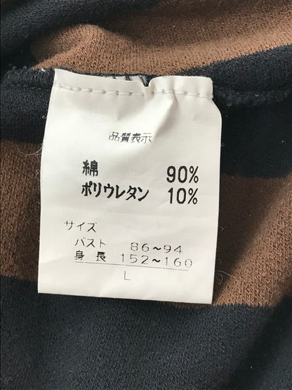 【中古品】【レディース】 FENDI フェンディPEQUAN TEE D-OS-9300 ペカン ストライプ パイル Tシャツ 半袖Tシャツ 170-260630-na-06-tagh サイズ：L 44 カラー：ブラック/ブラウン 万代Net店
