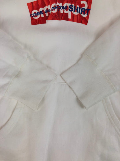 【中古品】【メンズ】 Supreme シュプリーム × COMME DES GARCONS コムデギャルソン コラボ BOX LOGO HOODIE ボックスロゴ フーディー パーカー トップス 149-250731-yy-02-tag サイズ：M カラー：ホワイト 万代Net店