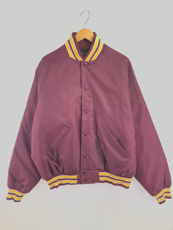 【中古品】【メンズ】 ULTIMATE SPORTWEAR アルティメット スポーツウェア NYLON STADIUM JACKET ナイロン スタジアムジャケット スタジャン アウター 146-260921-na-14-tagh サイズ：サイズ表記なし 下記参照 カラー：ボルドー系 万代Net店