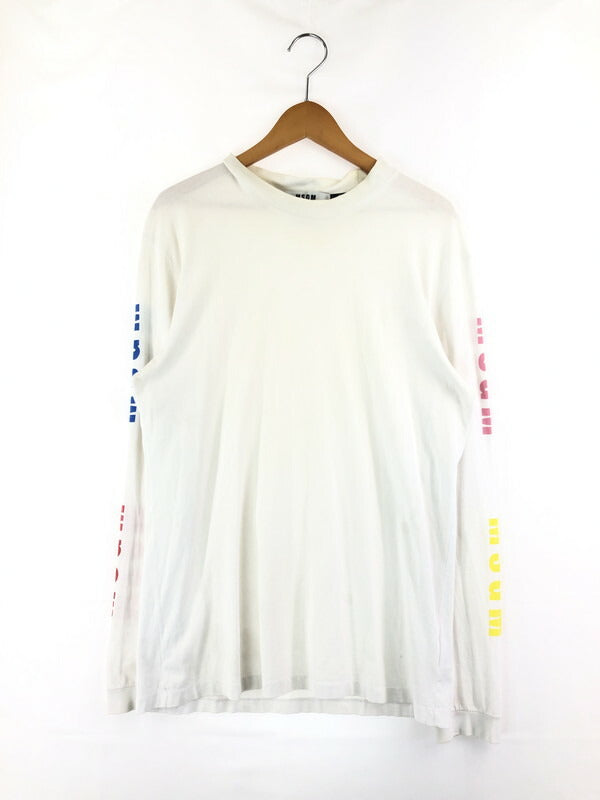 【現状渡し品】【メンズ】 MSGM エムエスジーエム 18SS FELPA REGULAR CON MACR 2440MM103 ロングスリーブ Tシャツ 長袖Tシャツ 141-231008-kk-24-tag サイズ：S カラー：ホワイト 万代Net店