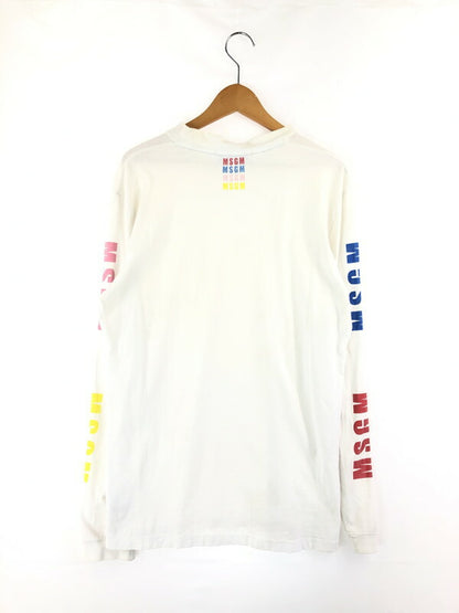【現状渡し品】【メンズ】 MSGM エムエスジーエム 18SS FELPA REGULAR CON MACR 2440MM103 ロングスリーブ Tシャツ 長袖Tシャツ 141-231008-kk-24-tag サイズ：S カラー：ホワイト 万代Net店