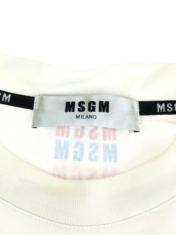 【現状渡し品】【メンズ】 MSGM エムエスジーエム 18SS FELPA REGULAR CON MACR 2440MM103 ロングスリーブ Tシャツ 長袖Tシャツ 141-231008-kk-24-tag サイズ：S カラー：ホワイト 万代Net店