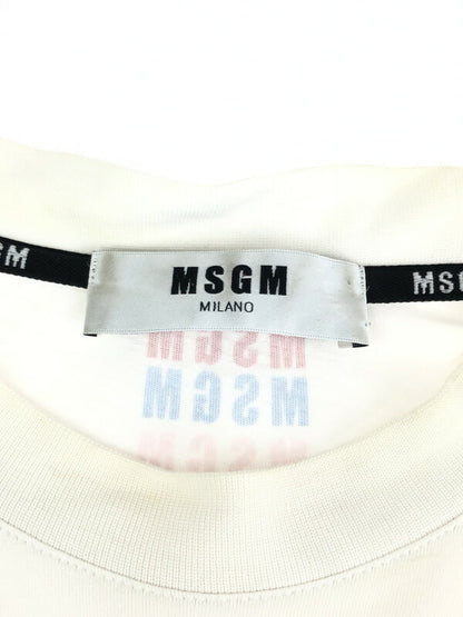 【現状渡し品】【メンズ】 MSGM エムエスジーエム 18SS FELPA REGULAR CON MACR 2440MM103 ロングスリーブ Tシャツ 長袖Tシャツ 141-231008-kk-24-tag サイズ：S カラー：ホワイト 万代Net店