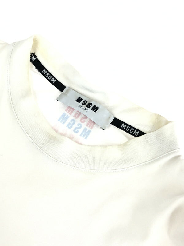 【現状渡し品】【メンズ】 MSGM エムエスジーエム 18SS FELPA REGULAR CON MACR 2440MM103 ロングスリーブ Tシャツ 長袖Tシャツ 141-231008-kk-24-tag サイズ：S カラー：ホワイト 万代Net店