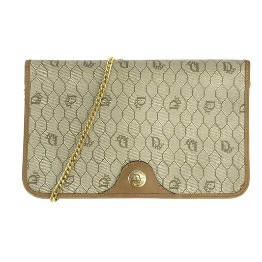 【中古品】【レディース】 Christian Dior クリスチャンディオール ハニカム柄 チェーンショルダーバッグ カバン オールド 180-240119-kk-47-tag カラー：グレージュ 万代Net店