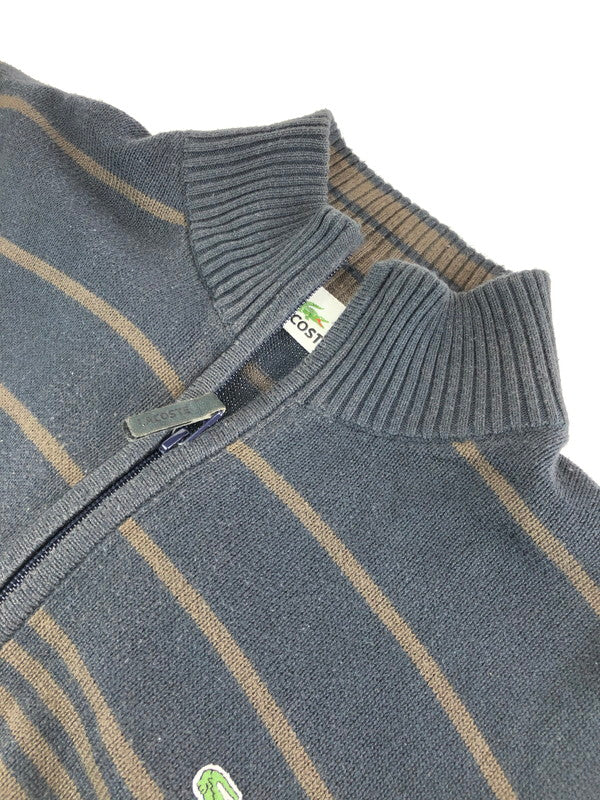 【現状渡し品】【メンズ】 LACOSTE ラコステ BORDER KNIT ZIP UP JACKET ボーダーニットジップブルゾン 146-231212-mo-16-tag サイズ：4 カラー：ダークグレー 万代Net店