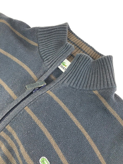 【現状渡し品】【メンズ】 LACOSTE ラコステ BORDER KNIT ZIP UP JACKET ボーダーニットジップブルゾン 146-231212-mo-16-tag サイズ：4 カラー：ダークグレー 万代Net店