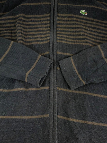 【現状渡し品】【メンズ】 LACOSTE ラコステ BORDER KNIT ZIP UP JACKET ボーダーニットジップブルゾン 146-231212-mo-16-tag サイズ：4 カラー：ダークグレー 万代Net店