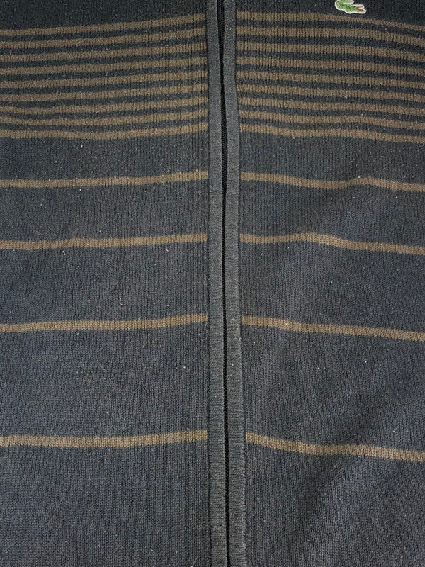【現状渡し品】【メンズ】 LACOSTE ラコステ BORDER KNIT ZIP UP JACKET ボーダーニットジップブルゾン 146-231212-mo-16-tag サイズ：4 カラー：ダークグレー 万代Net店