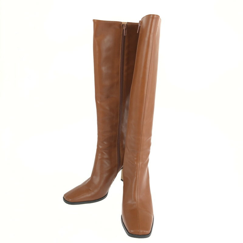 【中古品】【レディース】 ELENORE SQUARE TOE LONG BOOTS エレノア スクエアトゥ ロングブーツ 靴 167-230910-kk-26-tag サイズ：24.5cm カラー：ブラウン 万代Net店