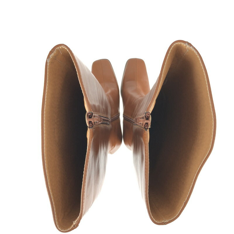 【中古品】【レディース】 ELENORE SQUARE TOE LONG BOOTS エレノア スクエアトゥ ロングブーツ 靴 167-230910-kk-26-tag サイズ：24.5cm カラー：ブラウン 万代Net店