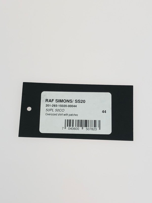 【中古品】【メンズ】 RAF SIMONS ラフシモンズ 20SS OVERSIZED SHIRT WITH PATCHES 201-293-15020-00044 オーバーサイズド シャツ ウィズ パッチーズ 140-231105-kk-02-tag サイズ：44 カラー：ブラック 万代Net店