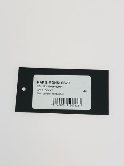 【中古品】【メンズ】 RAF SIMONS ラフシモンズ 20SS OVERSIZED SHIRT WITH PATCHES 201-293-15020-00044 オーバーサイズド シャツ ウィズ パッチーズ 140-231105-kk-02-tag サイズ：44 カラー：ブラック 万代Net店